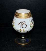 Annual glass 18. Jubilee glass white, decorated with gilding and flowers.