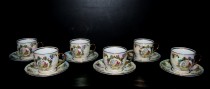 Tea cup and saucer, three grace porcelain, Verona shape 6 pcs