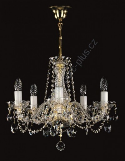 Chandelier Crystal 5 arms 14L082CL5 51x45cm plated chain