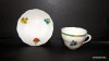 B cup and saucer, fruit decor, 6 pieces of ivory.