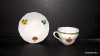 B cup and saucer, fruit decor, 6 pieces of ivory.