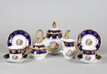 Tea set Mary Anne three graces, cobalt.