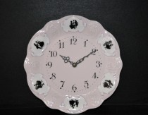 Plate clock Olga 418, pink porcelain, 24cm