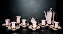 Coffee set Empire, pink porcelain.