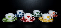 Coffee cup with saucer Viola polka dot, 6 pcs