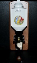 Wall-mounted coffee grinder, porcelain three graces