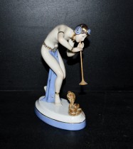 Porcelain figurine Dancer with snake, luxor