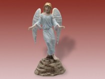 Porcelain statue Angel, decoration of biscuit and sax.