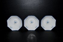 Octagon porcelain bowl, set of 3, forget-me-not porcelain
