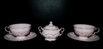 Set of 2 tea cups and saucers + sugar bowl Sonata 159 pink