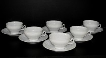 Tea cup and saucer low Bernadotte white 6 pcs 0.2 liters.