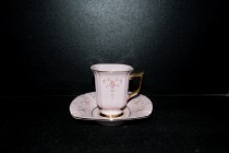 Cup with saucer Empire 158, pink porcelain