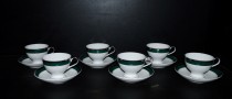 Cup and saucer President, platinum and green band 6 pcs