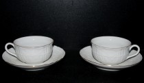 Rose tea cup and saucer with gold line 2pcs.