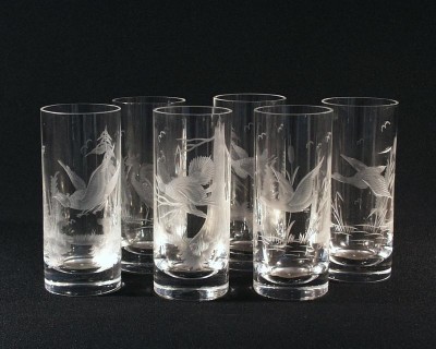 GLASS TUMBLER CRYSTAL BIRDS 2001/00001/350P 6pcs