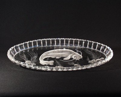 Oval Crystal Bowl 69010/00001/450R decor Catfish 45cm.