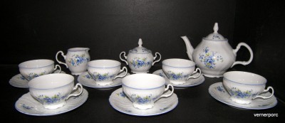 Tea set, Bernadotte porcelain forget-me-nots 15 pieces.