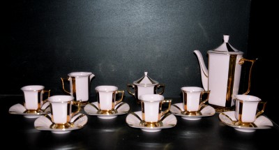 Coffee set Empire, pink porcelain.