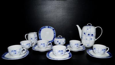 Coffee set Leon blue flower 15 pcs.