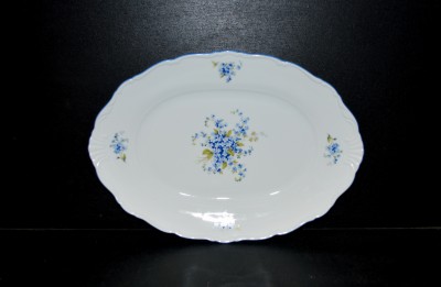 Oval bowl 32cm, forget-me-not porcelain