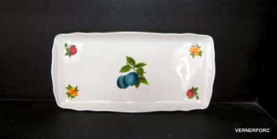 Tray for sandwiches fruit decor, ivory 33 cm.