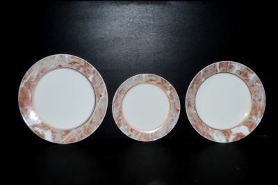 Plate set 18 piece brown marble