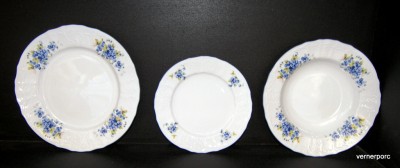 Set of plates, porcelain Bernadotte blue flowers 18 pcs.