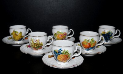 Cup and saucer Bernadotte fruit 6pcs, 0.15l.