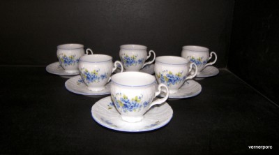 Bernadotte Cup and Saucer 0.15 liter Coffee FLOWER 6 pieces.