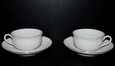 Rose tea cup and saucer with gold line 2pcs.