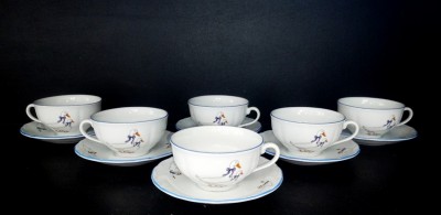 Cup and saucer Verona wide, goose porcelain, 6pcs 230ml.