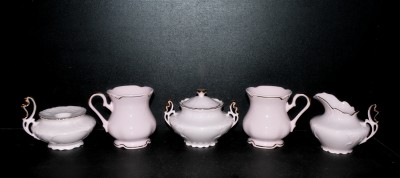 Set na čaj ružový porcelán, kombinovaná zostava