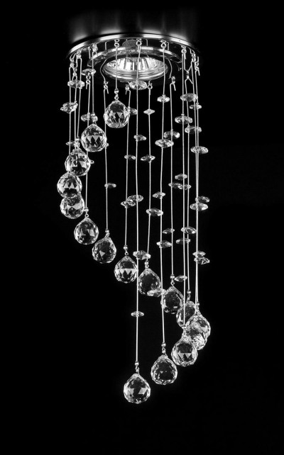 Ceiling spotlight with crystal trimmings B518CE, silver