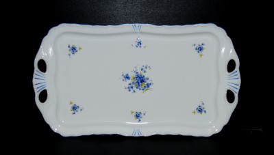 Rectangular tray, blue flower porcelain 45 x 25 cm