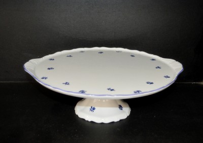 Cake plate on a leg blue hand 673, 30 cm.